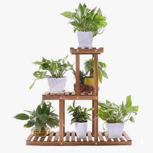 Suporte para vasos de plantas em madeira